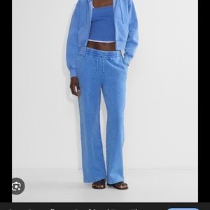 Aritzia Sun faded jazz blue sweat fleece set